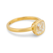 GIA 1.66 carat old mine cut diamond 18k yellow gold engagement ring