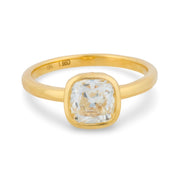 GIA 1.66 carat old mine cut diamond 18k yellow gold engagement ring