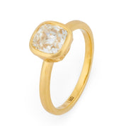 GIA 1.66 carat old mine cut diamond 18k yellow gold engagement ring