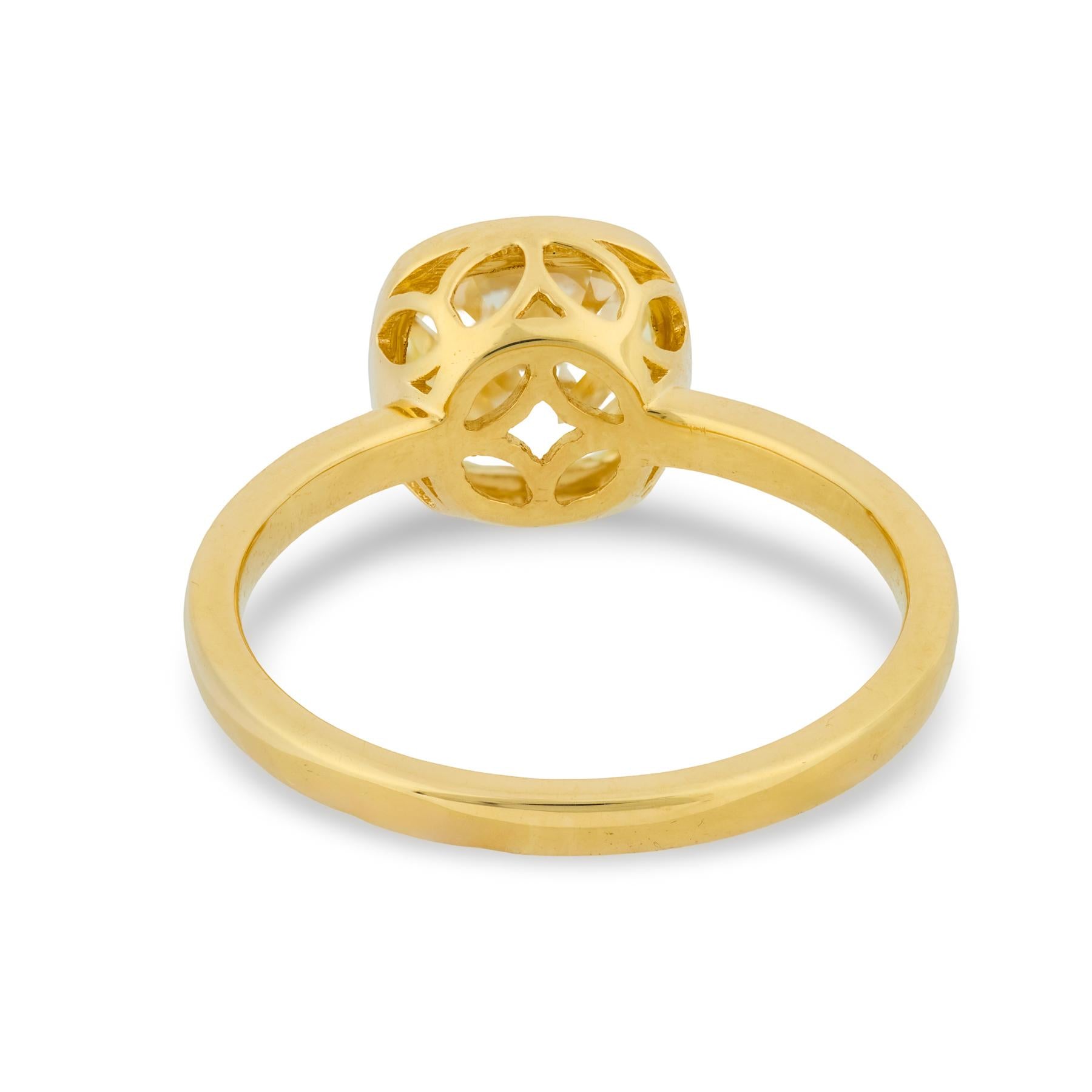 GIA 2.02 carat old mine cut diamond 18k yellow gold engagement ring