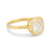 GIA 2.00 carat old mine cut diamond 18k yellow gold engagement ring