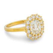GIA 2.06 carat old mine cut diamond 18k yellow gold engagement ring