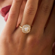 GIA 2.06 carat old mine cut diamond 18k yellow gold engagement ring