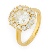 GIA 2.06 carat old mine cut diamond 18k yellow gold engagement ring