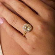 GIA 2.01 carat old mine cut diamond 18k yellow gold engagement ring