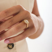 GIA 2.01 carat old mine cut diamond 18k yellow gold engagement ring