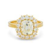 GIA 2.01 carat old mine cut diamond 18k yellow gold engagement ring