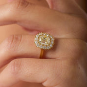 GIA 2.01 carat old mine cut diamond 18k yellow gold engagement ring