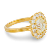 GIA 2.01 carat old mine cut diamond 18k yellow gold engagement ring