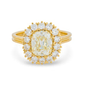 GIA 2.01 carat old mine cut diamond 18k yellow gold engagement ring