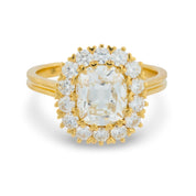 GIA 2.00 carat old mine cut diamond 18k yellow gold engagement ring