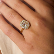 GIA 2.00 carat old mine cut diamond 18k yellow gold engagement ring