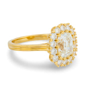 GIA 2.00 carat old mine cut diamond 18k yellow gold engagement ring