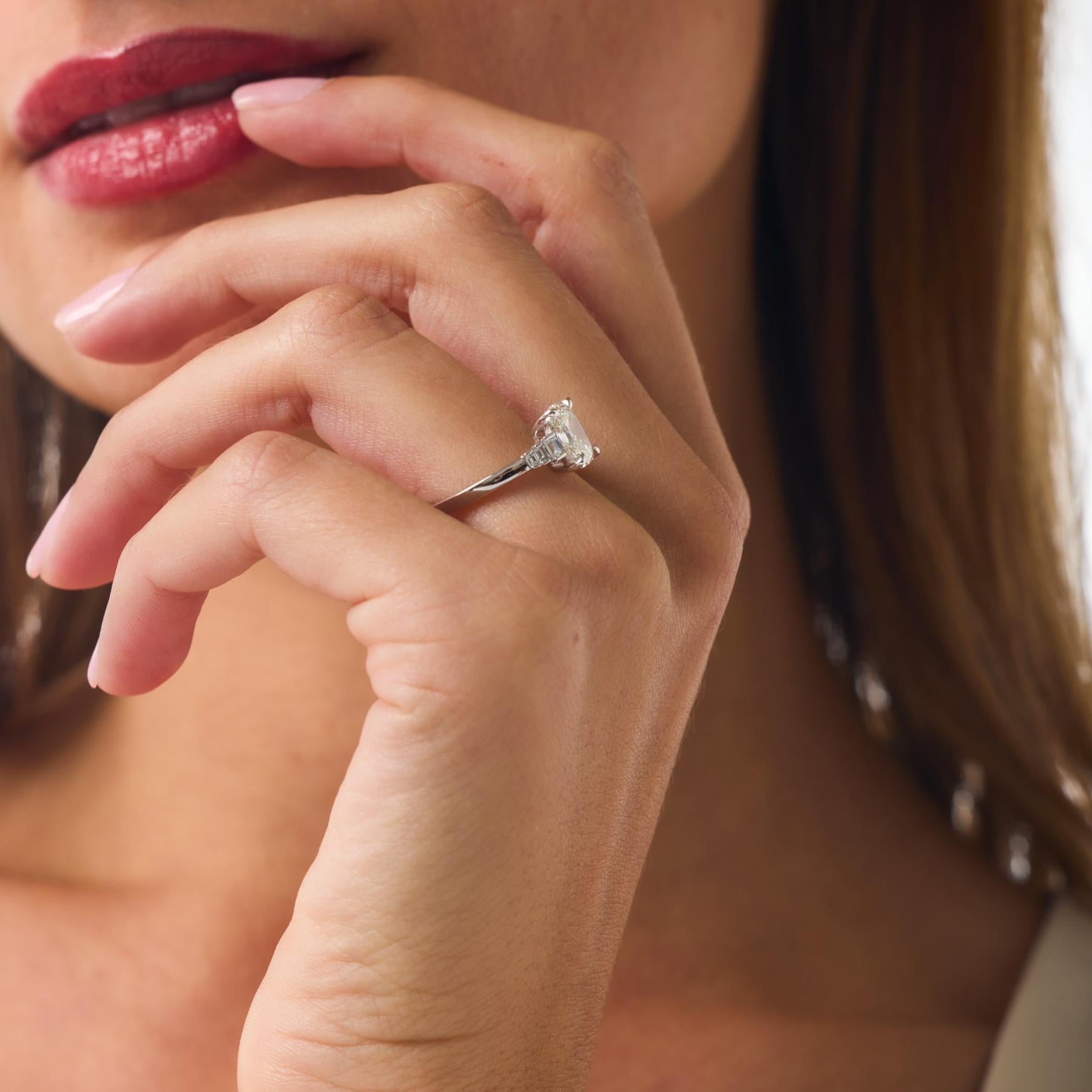 GIA 1.52 carat old mine cut diamond 18k white gold engagement ring