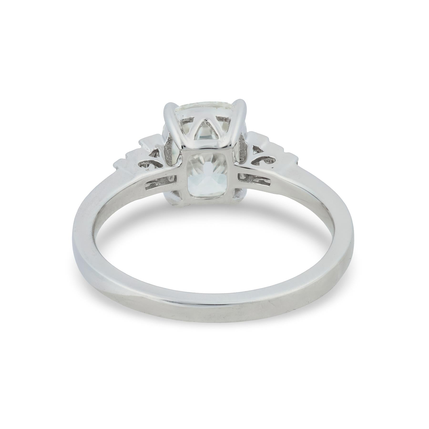 GIA 1.52 carat old mine cut diamond 18k white gold engagement ring