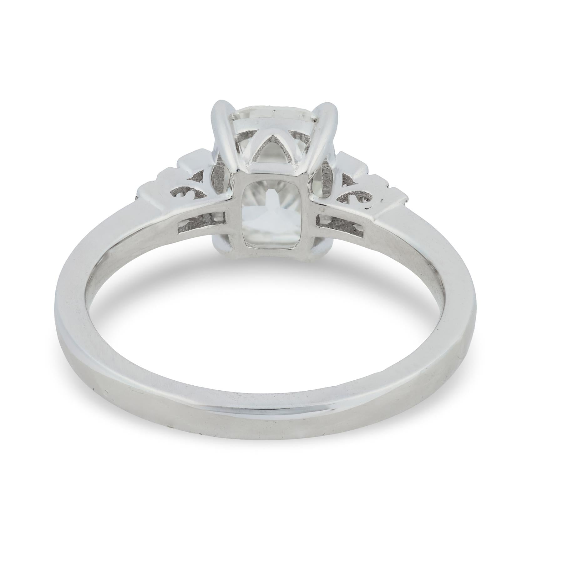 GIA 1.52 carat old mine cut diamond 18k white gold engagement ring