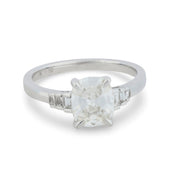 GIA 1.51 carat old mine cut diamond 18k white gold engagement ring
