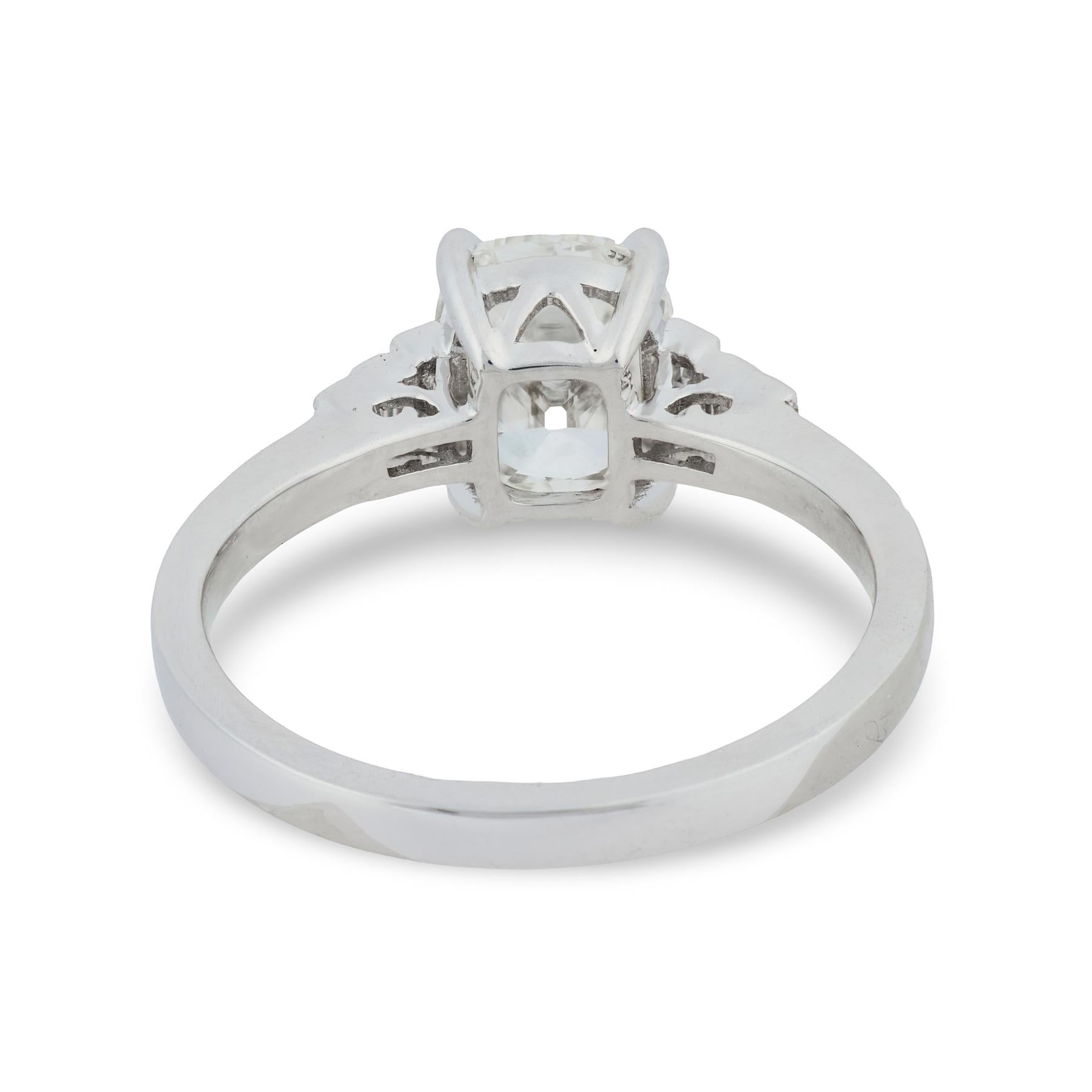 GIA 1.51 carat old mine cut diamond 18k white gold engagement ring
