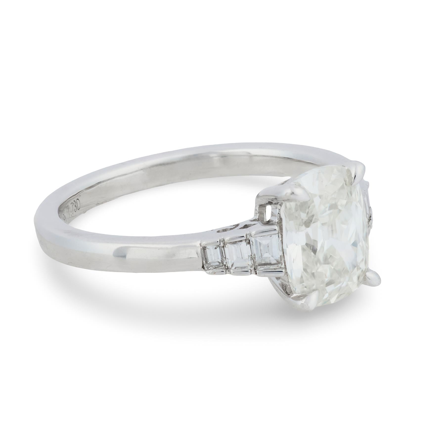 GIA 1.50 carat old mine cut diamond 18k white gold engagement ring