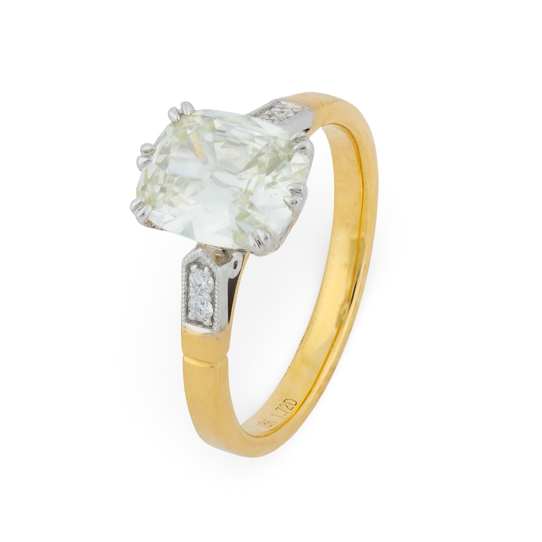 GIA 1.67 carat old mine cut diamond 18k gold engagement ring