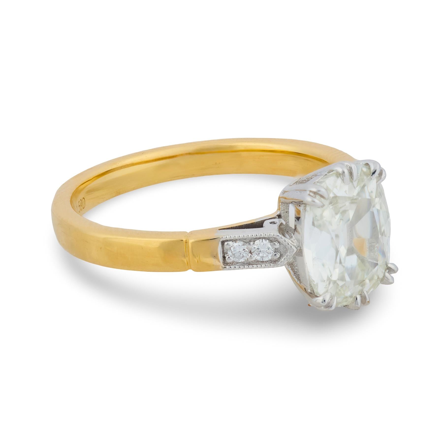GIA 1.52 carat old mine cut diamond 18k gold engagement ring