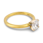 Vintage GIA 0.83 carat diamond 18k yellow gold engagement ring