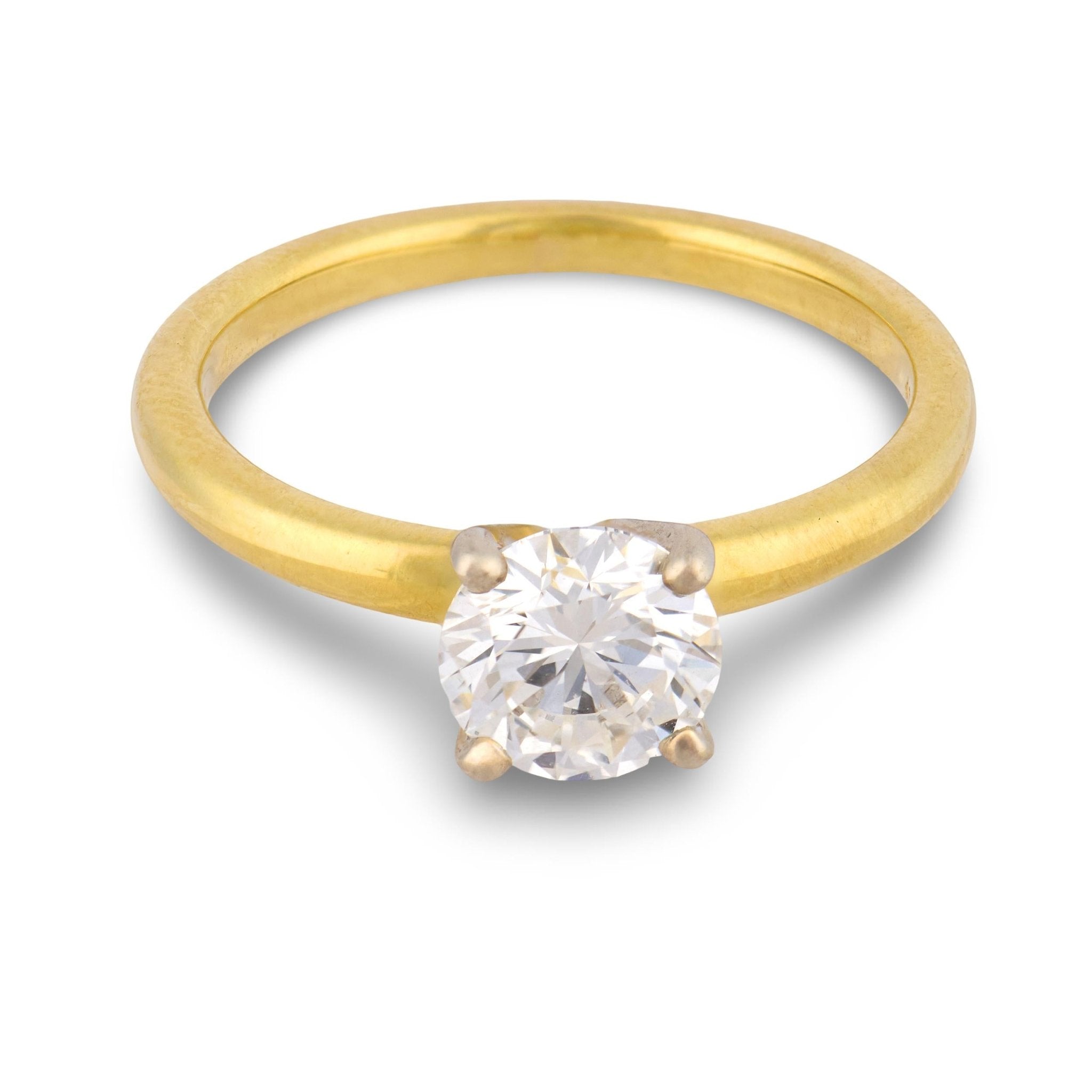 Vintage GIA 0.83 carat diamond 18k yellow gold engagement ring