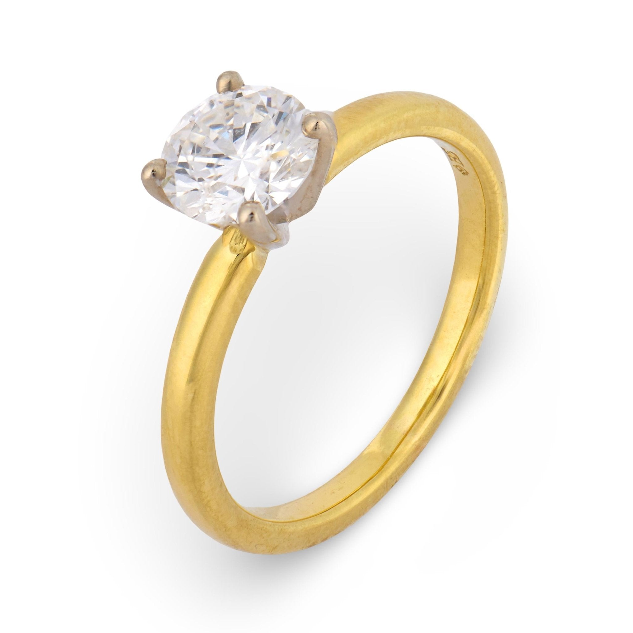 Vintage GIA 0.83 carat diamond 18k yellow gold engagement ring