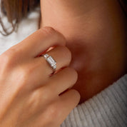 Vintage 1.00 carat baguette cut diamond platinum engagement ring