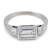Vintage 1.00 carat baguette cut diamond platinum engagement ring
