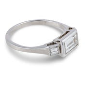 Vintage 1.00 carat baguette cut diamond platinum engagement ring