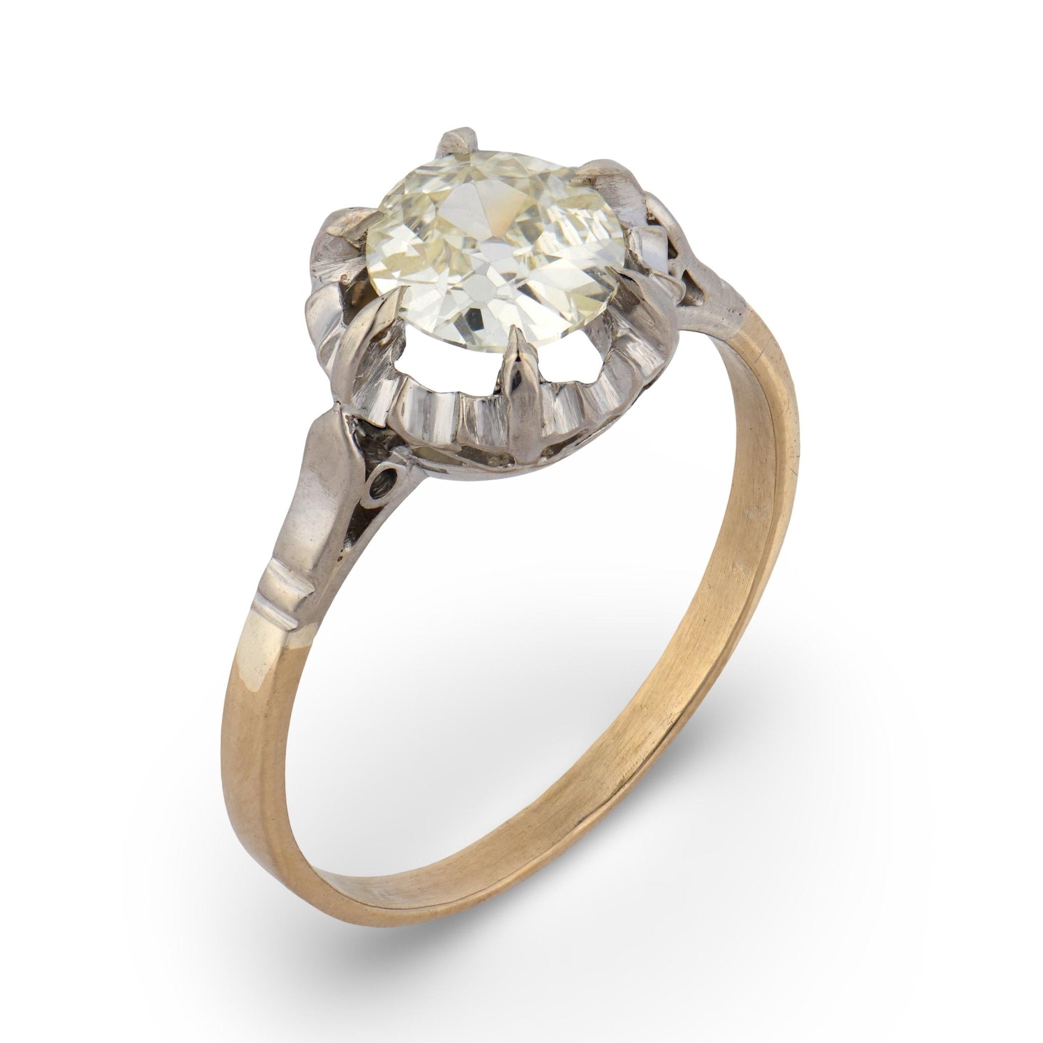 Art Deco GIA 1.07 carat old European cut diamond 18k white gold solitaire ring