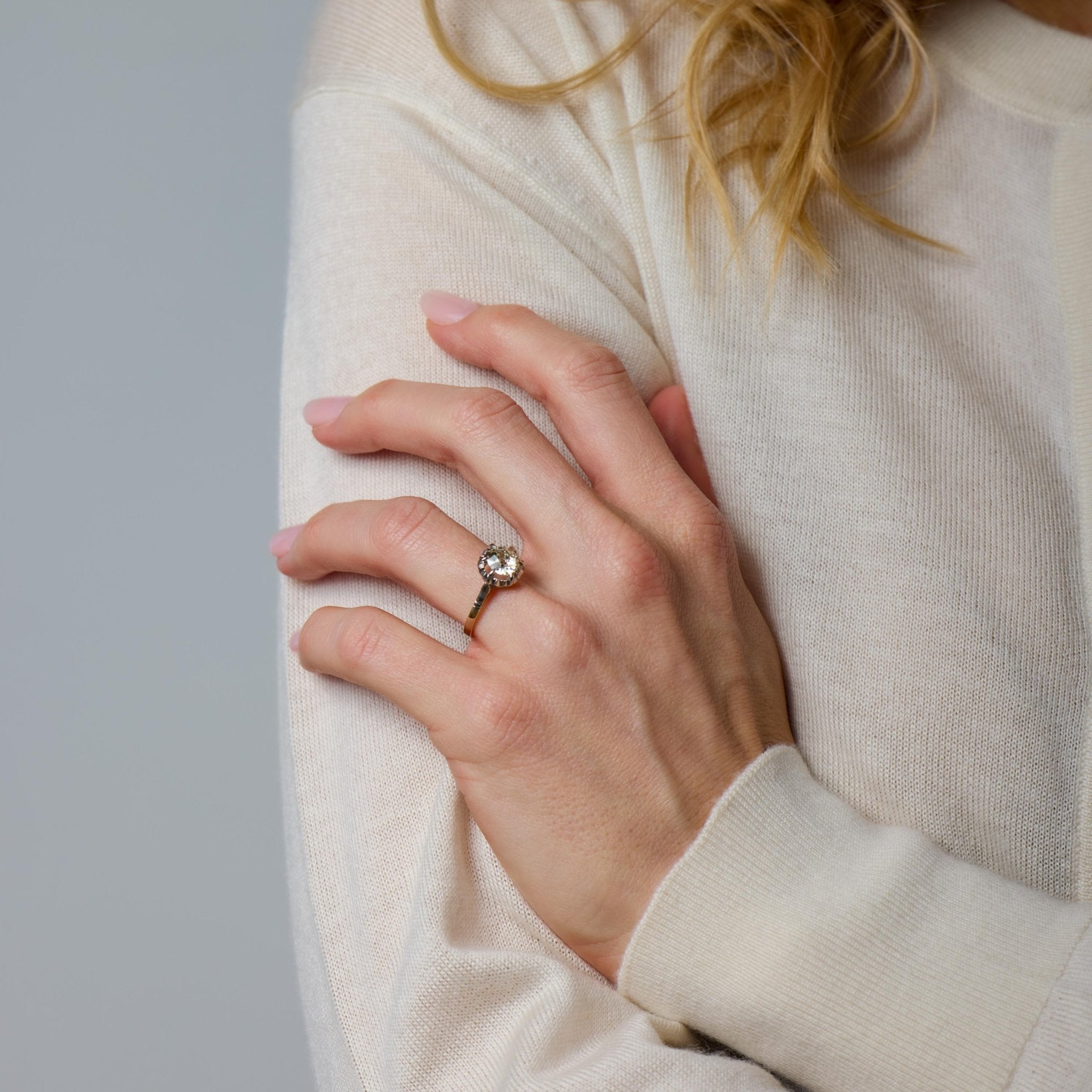 Art Deco GIA 1.07 carat old European cut diamond 18k white gold solitaire ring