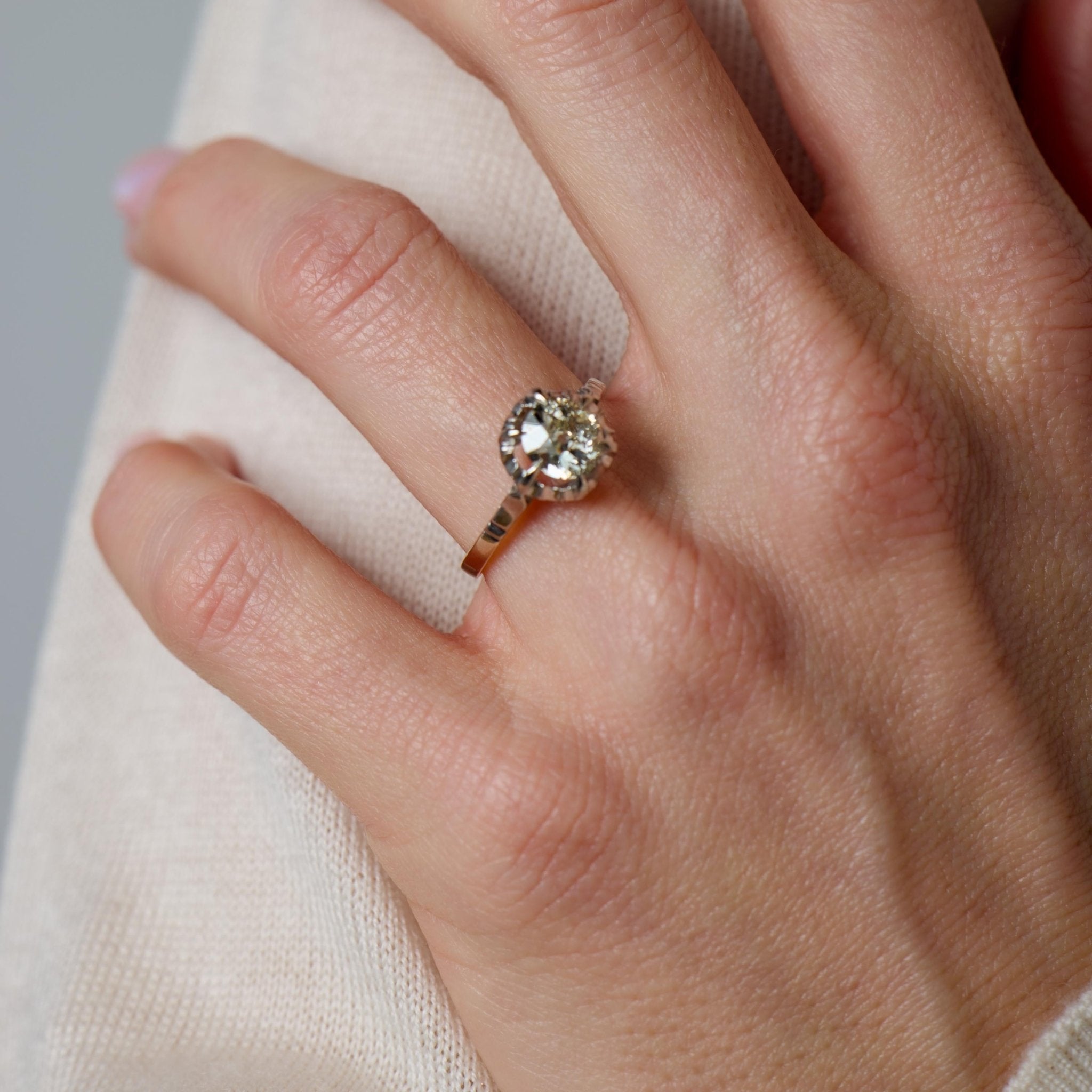 Art Deco GIA 1.07 carat old European cut diamond 18k white gold solitaire ring