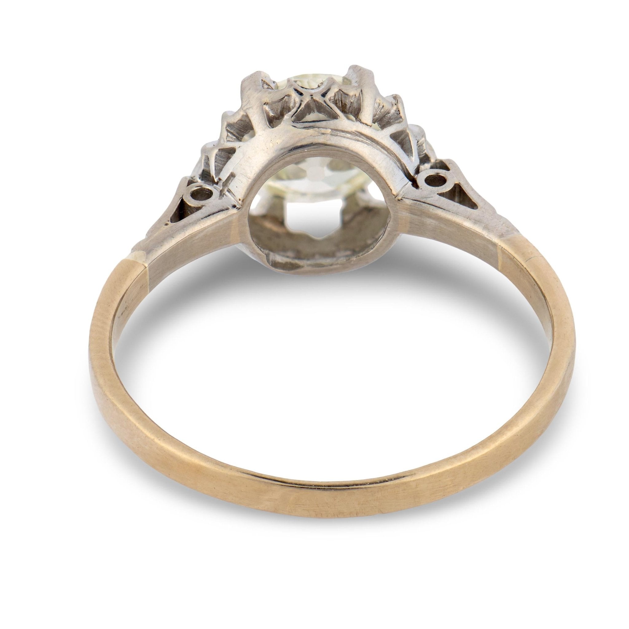 Art Deco GIA 1.07 carat old European cut diamond 18k white gold solitaire ring