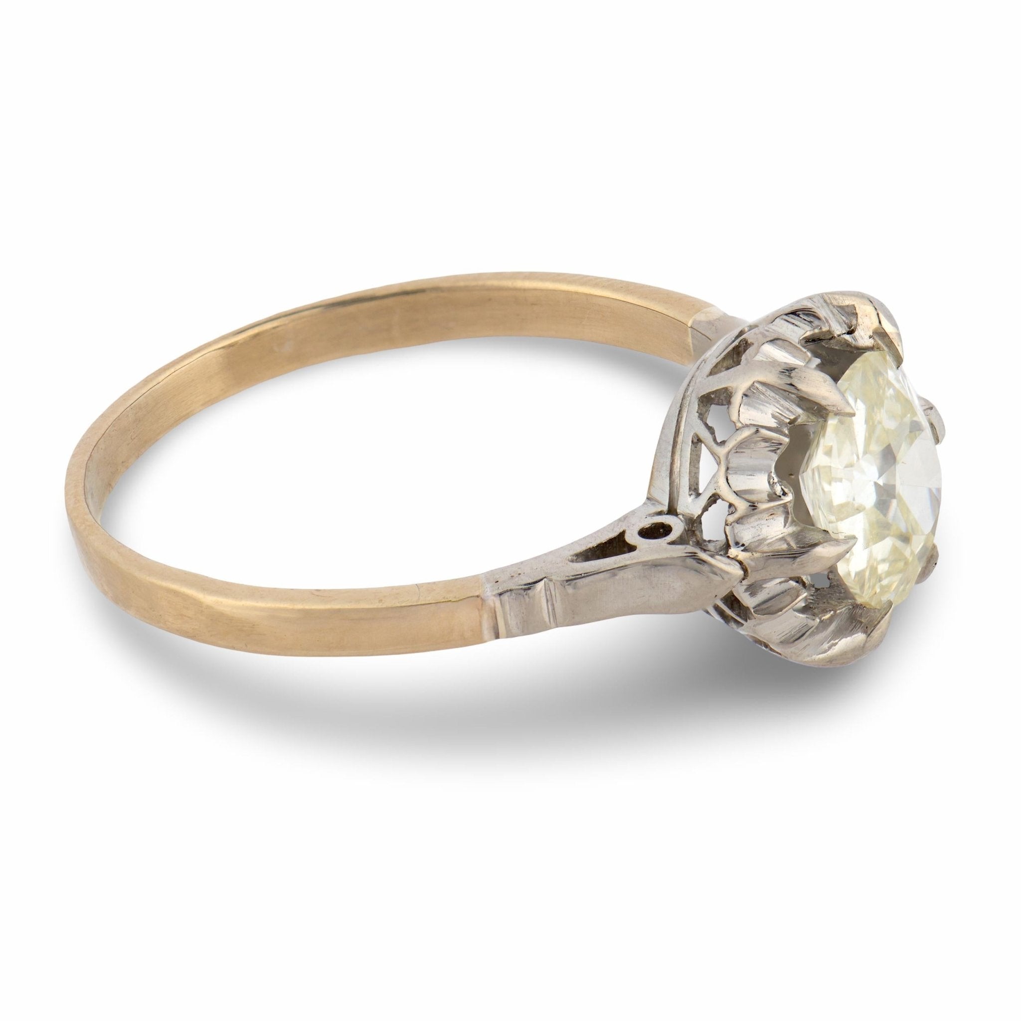 Art Deco GIA 1.07 carat old European cut diamond 18k white gold solitaire ring