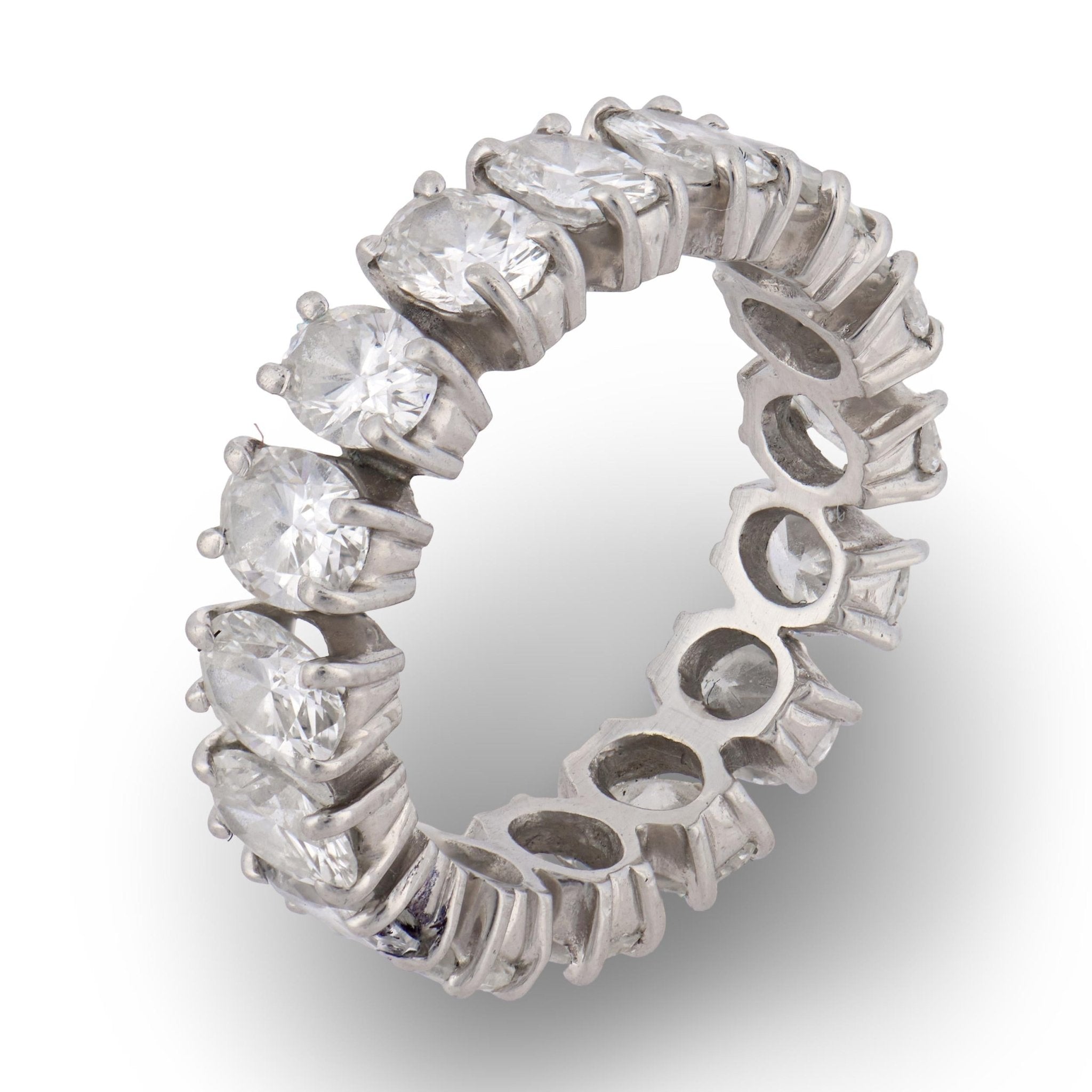 Vintage 3.40 carat oval cut diamond platinum eternity band