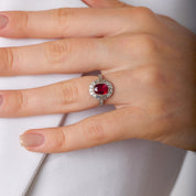 GIA 1.95 carat oval cut ruby diamond platinum ring