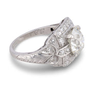 Art Deco GIA 2.26 carat Old European cut diamond platinum engagement ring