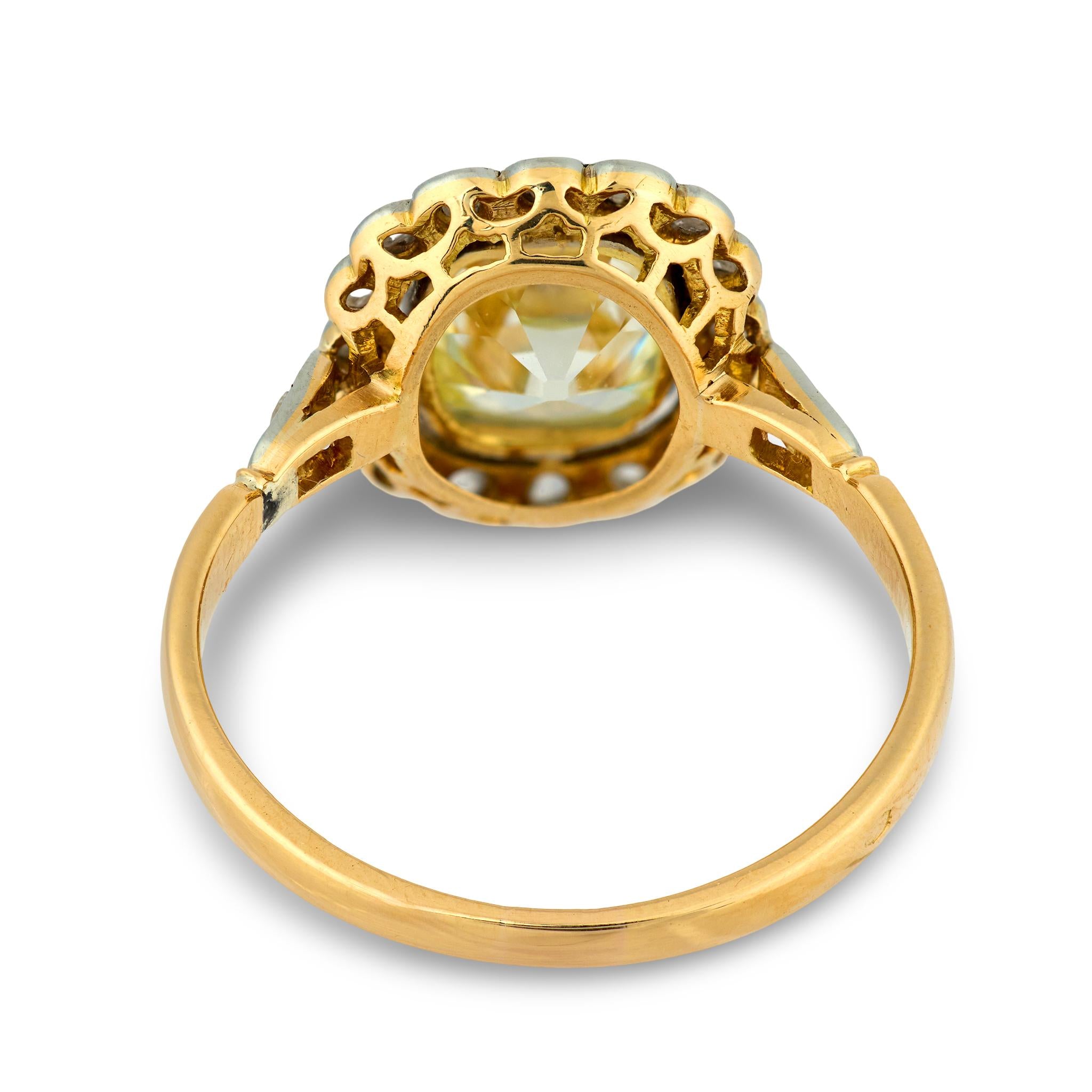 French victorian GIA 2.00 carat old mine cut diamond 18k yellow gold ring