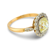 French victorian GIA 2.00 carat old mine cut diamond 18k yellow gold ring