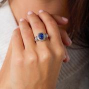 Art Deco no heat sapphire diamond platinum ring