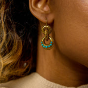 Victorian turquoise 15k yellow gold earrings