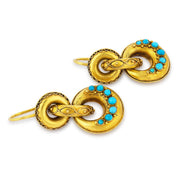 Victorian turquoise 15k yellow gold earrings