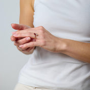 Antique inspired diamond ruby 18k gold toi et moi ring