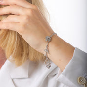 Vintage diamond ruby sapphire 18k white gold charm bracelet