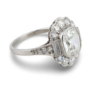 Art Deco style 1.51 carat GIA cushion cut diamond platinum engagement ring