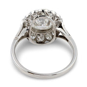 Art Deco style 1.51 carat GIA cushion cut diamond platinum engagement ring