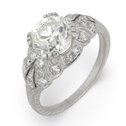 Art Deco GIA 2.19 carat old European cut diamond platinum engagement ring
