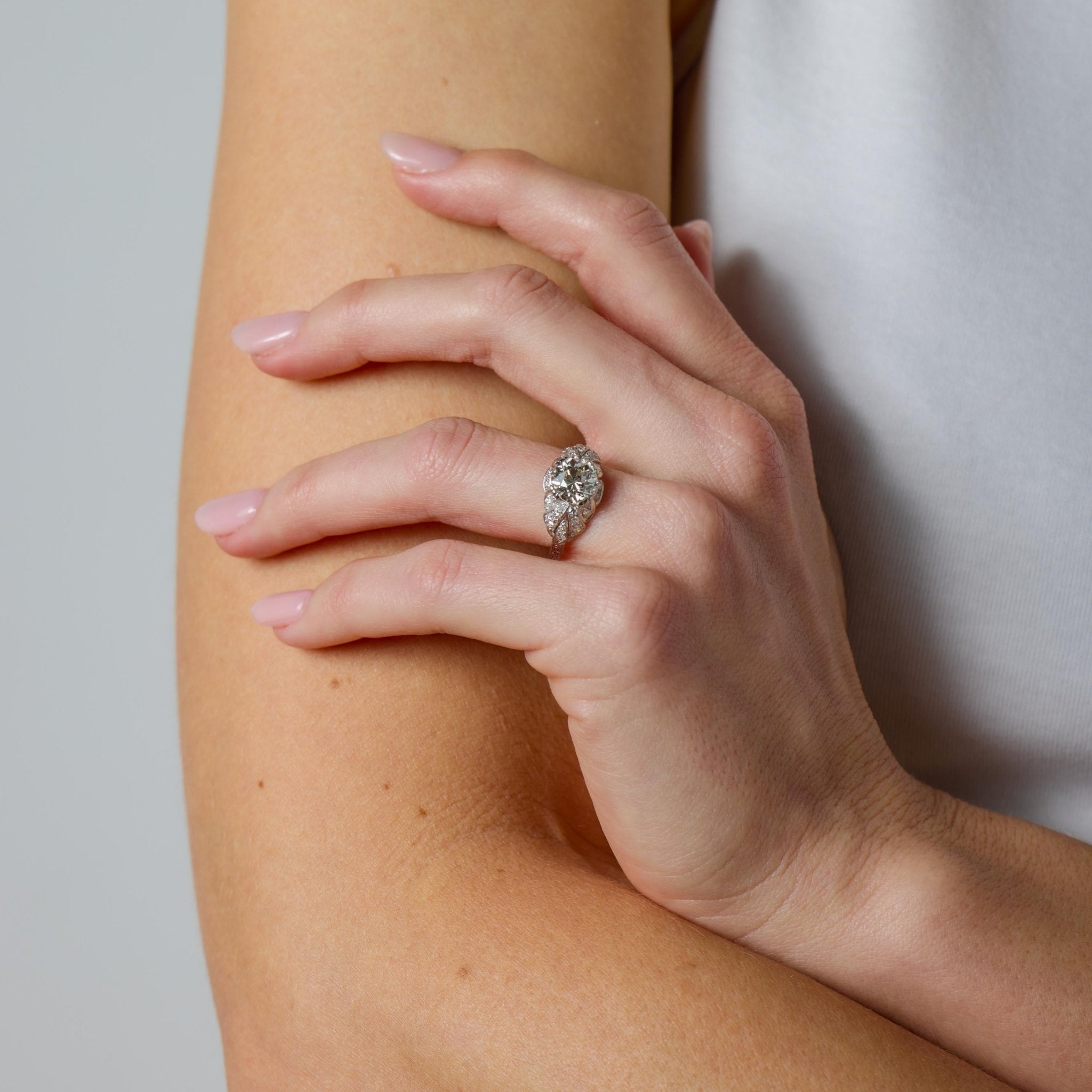 Art Deco GIA 2.19 carat old European cut diamond platinum engagement ring